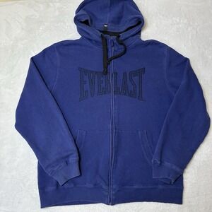 Everlast Men's Full Zip Hoodie Fleece Sweatshirt Blue Size Large Gym Athleisure